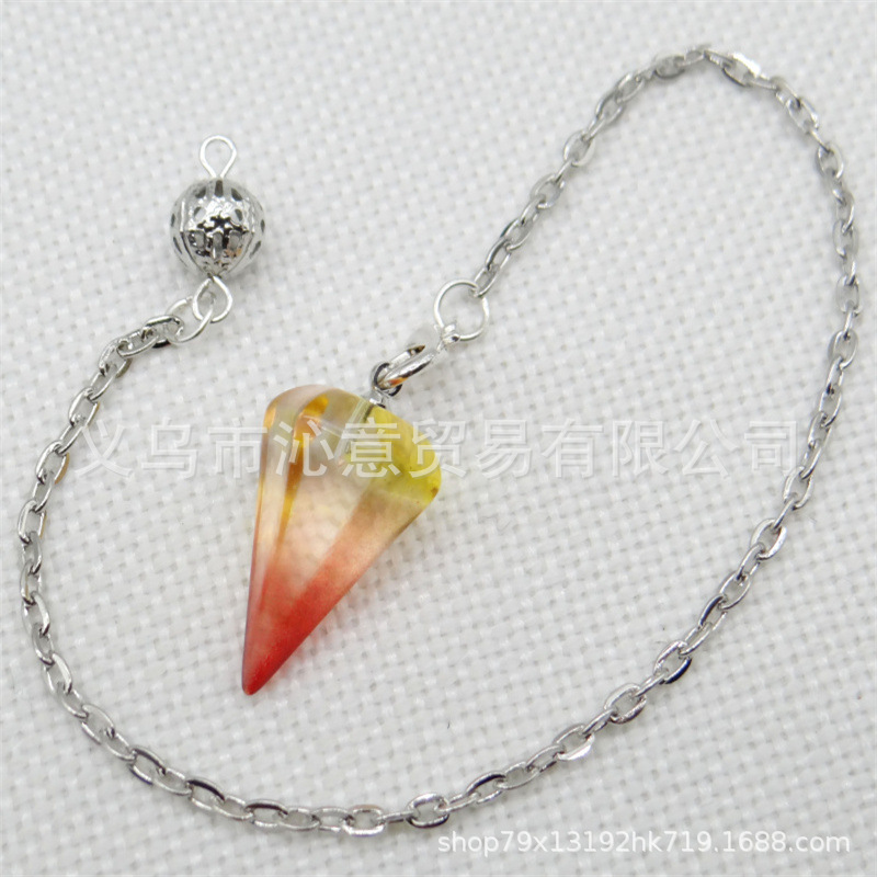 Venta caliente ágata natural cristal piedra preciosa cono hexágono cono colgante DIY cristal colgante espíritu péndulo