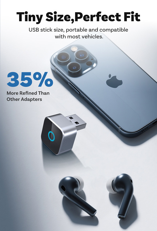 Cross-Border New Product Metal Mirror Carplay Adapter Carplayandroip Auto Two-In-One Adapter