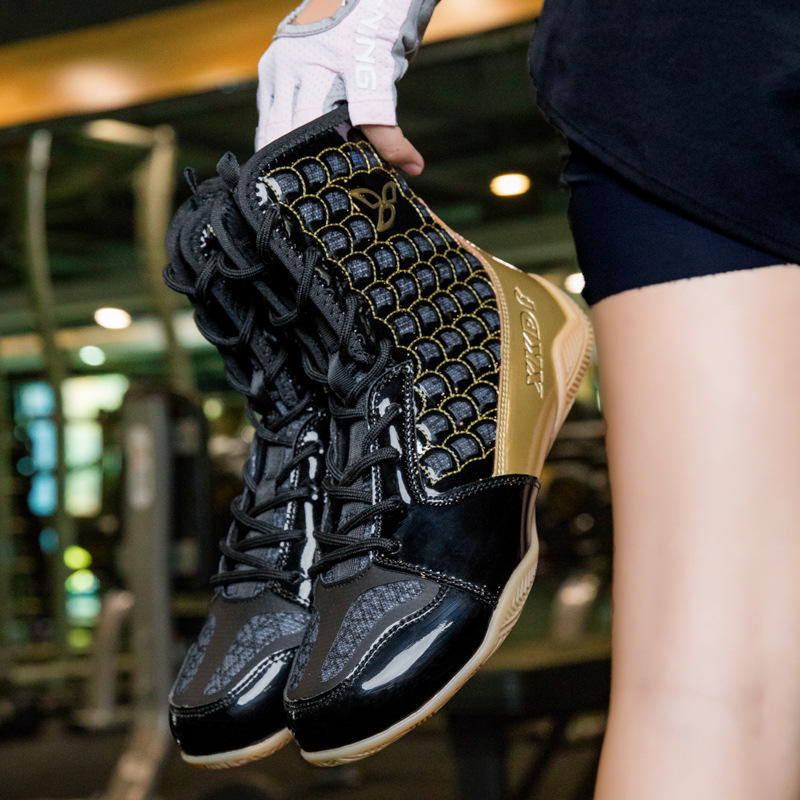 Boxing Shoes for Men and Women, Professional Wrestling Shoes, Non-Slip, Wear-Resistant Fighting Shoes, Breathable High-Top Fighting Training Shoes, Muay Thai Sanda Shoes
