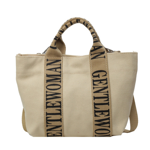 Thailand's internet celebrity GentleWoman canvas letter handbag, new fashionable versatile shoulder and crossbody bag