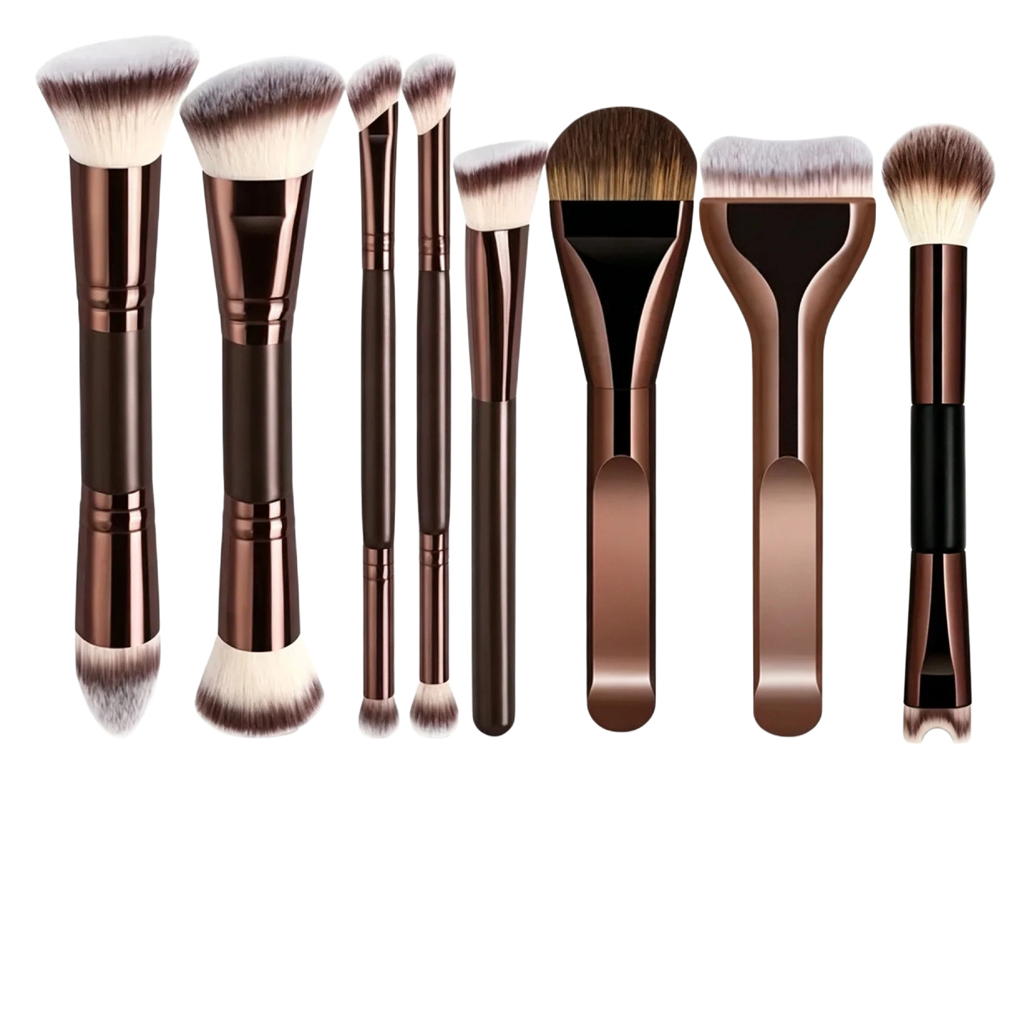 Juego de Brochas de Maquillaje de Doble Cabezal Plástico PS Maquillaje Facial para Maquillaje