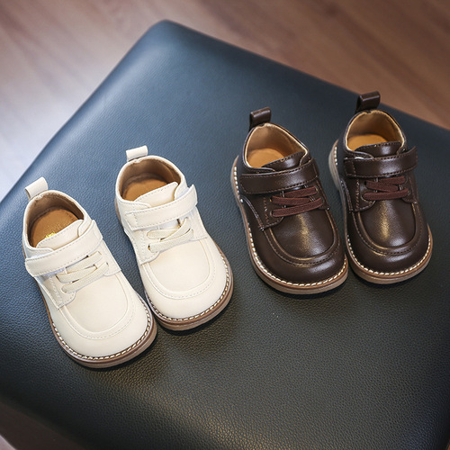 Autumn and winter baby toddler shoes, girls' British style soft sole shoes, boys' casual small leather shoes, infants and young children's spring shoes