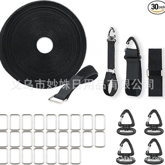 Cross-border metal triangle buckle hook and loop tape (a set of 29) reusable fastening cable tape can be cut