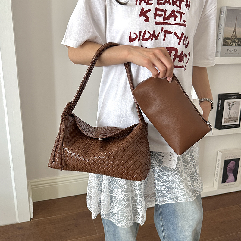 Bolsa de tejido de gran capacidad, bolso de mano de mano de vacaciones, bolso de brazo de dos piezas.