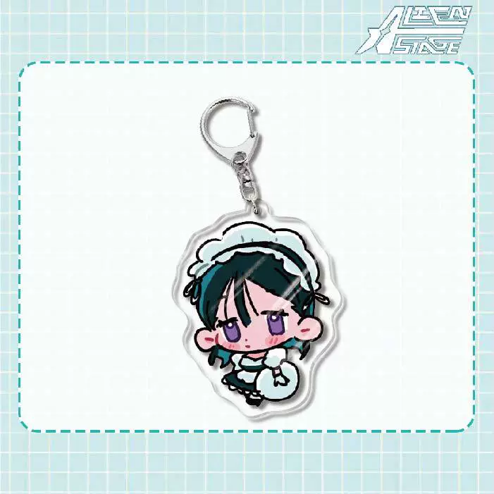 Acrylic keychain (Alien Stage) Mizi Sua, double‑sided 6 cm, metal ring & clasp