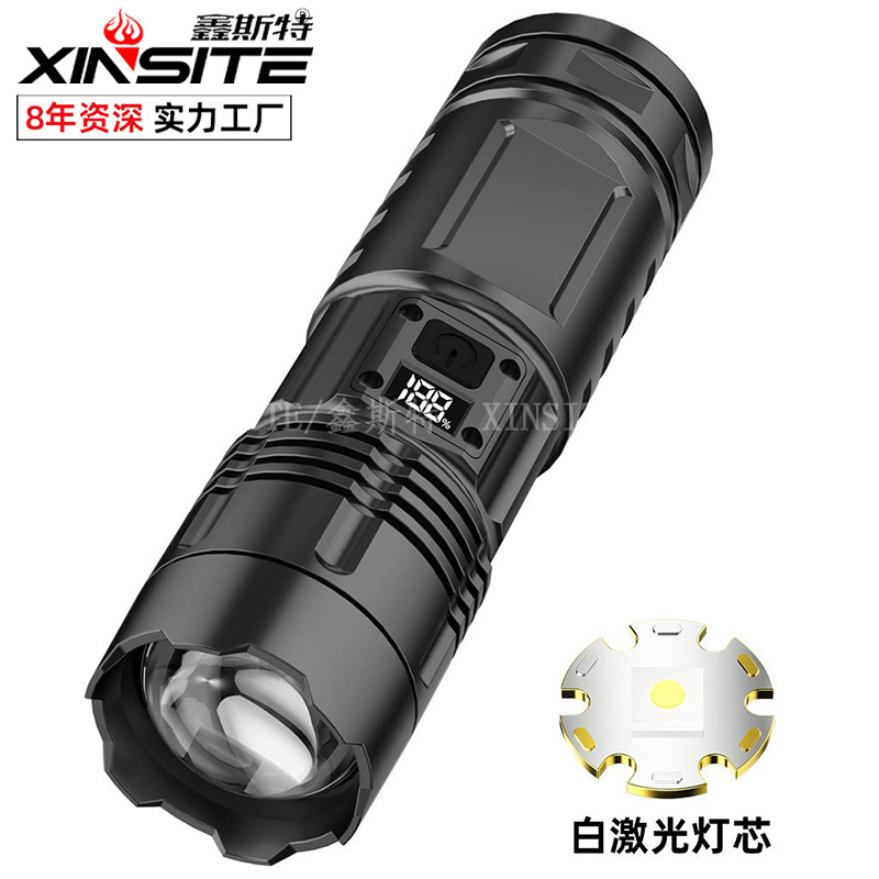 super bright telescopic travel waterproof flashlight with laser