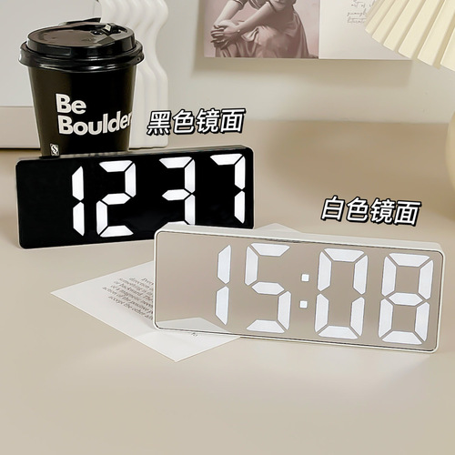 Luminous mirror clock dormitory desktop LED electronic clock ins style digital display electronic alarm clock desktop ornaments