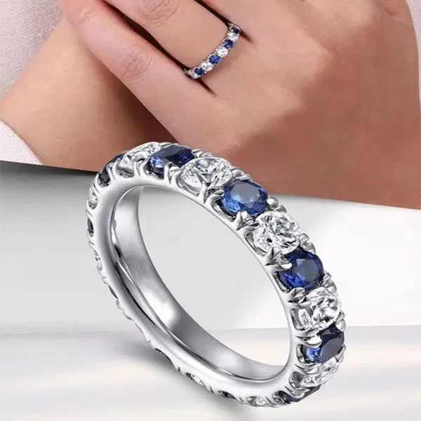 Temu Cross-Border Simple Internet Celebrity Fashion Diamond Ring Texture New Design High-End Geometric Male and Female Couple Ring