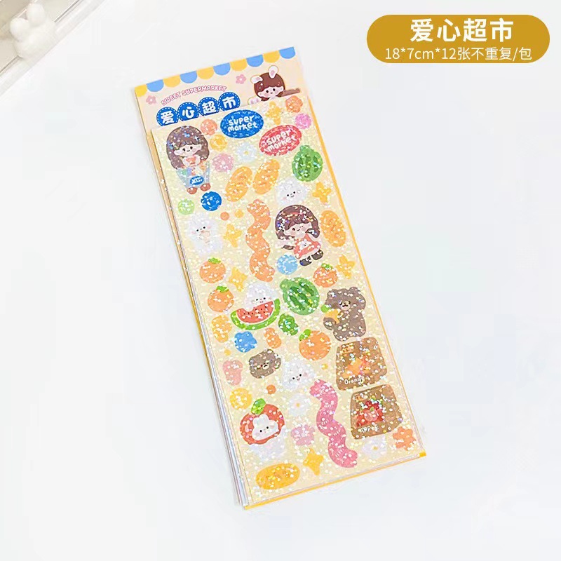 Goka pegatinas con Goka traje coreano mano cuenta pegatinas 12 unidades en láser lindo de alto aspecto