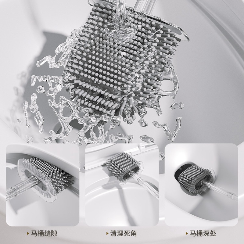 2023 nuevo baño colgante de pared cepillo de limpieza de silicona mango largo cepillo de inodoro de lujo ligero hogar sin ángulo muerto