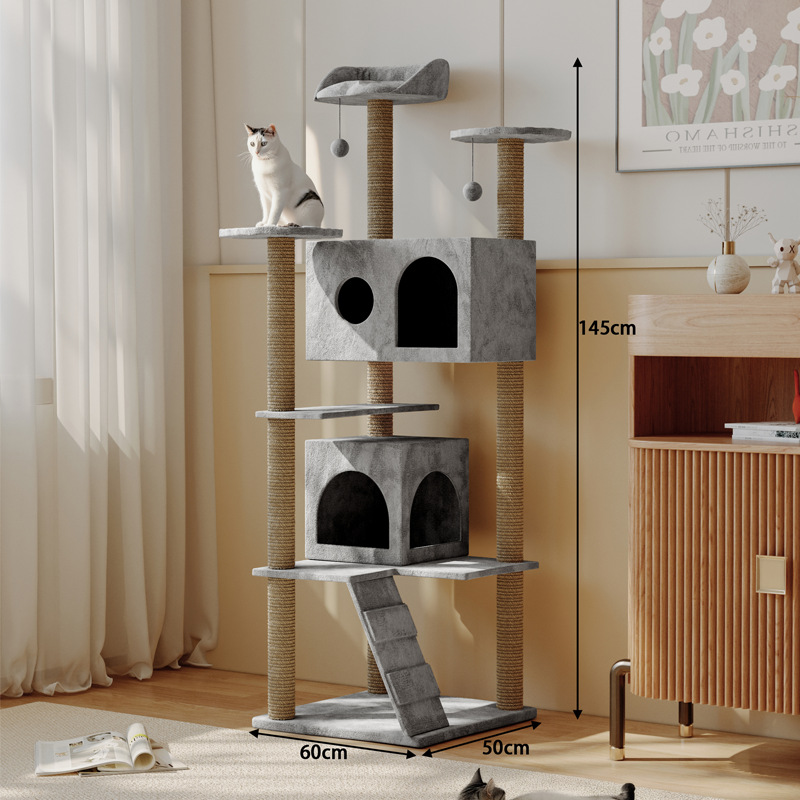 Marco de escalada para gatos al por mayor de fábrica, marco de escalada para gatos grande integrado de lujo, nido para gatos de lujo, árbol para gatos, hogar para gatos