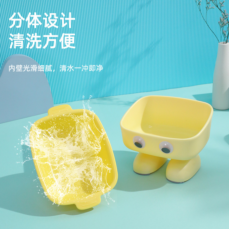 Cuenco inclinado del robot Hawo, cuello, boca oblicua, cuenco de comida para gatos, cuenco de plástico para mascotas universal para gatos y perros, cuenco antideslizante para pies altos