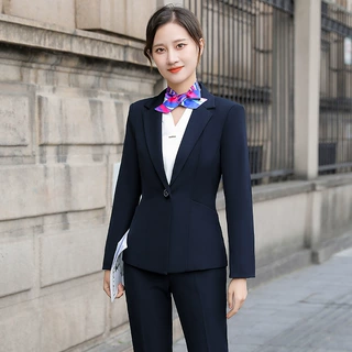 职业套装女春秋面试正装工装气质2023西装外套酒店前台经理工作服