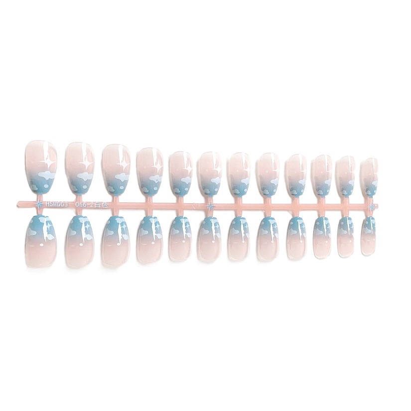 Use parche de uñas falso producto terminado extraíble nube blanca Nube pieza de uñas pegatina de uñas X9
