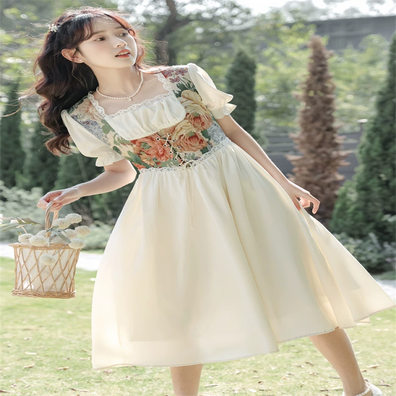 2023 летнее Новое дизайнерское платье с вышивкой, Женская придворная картина маслом, темперамент, модная Талия, пышная юбка, юбка