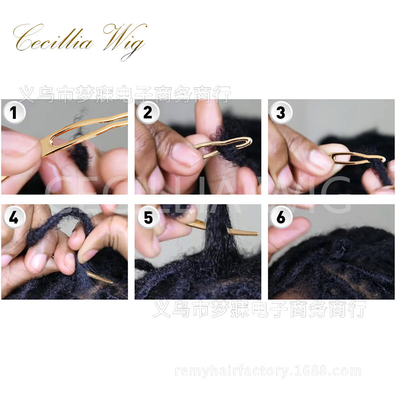 Trenza sucia embalaje del pelo crochet Dreadlocks lnterlock Needle Tool peluca desgaste pelo crochet
