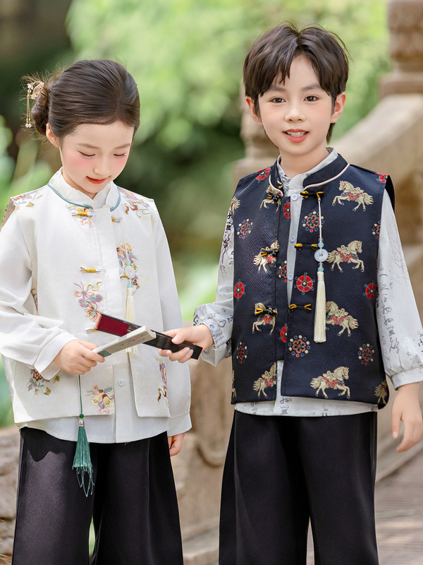 汉服男童夏季中国风古装日常高端女童唐装套装中式国学儿童演出服|undefined