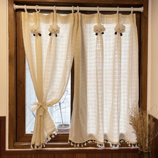 Japanese Style Gauze Curtain Bay Window Curtain Small Window Short Curtain Bedroom Kitchen Partition Curtain Door Curtain Half Curtain French Shading Ugly