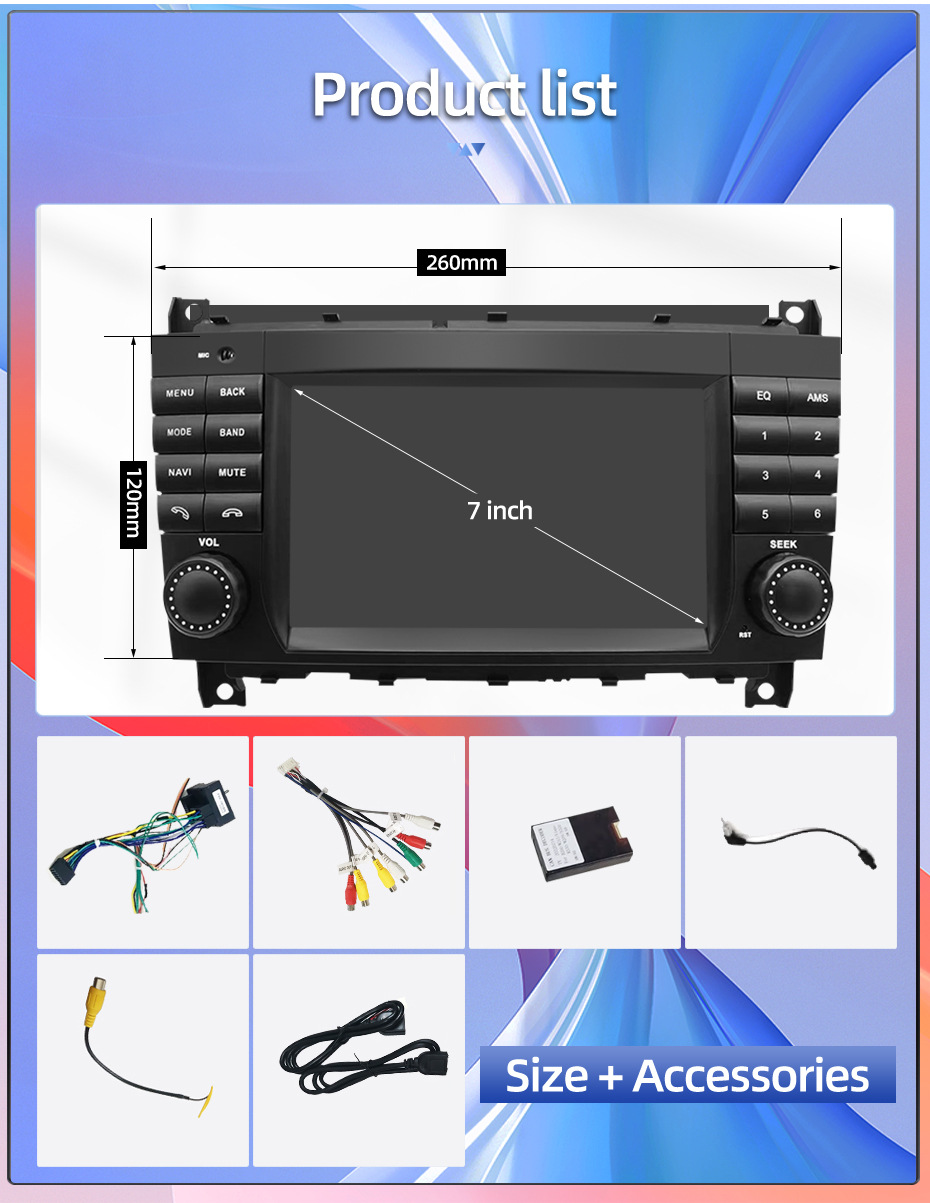 7inch Suitable for Mercedes-Benz Clc Clk Class W203 Car Central Control Large Screen Navigation Carplay