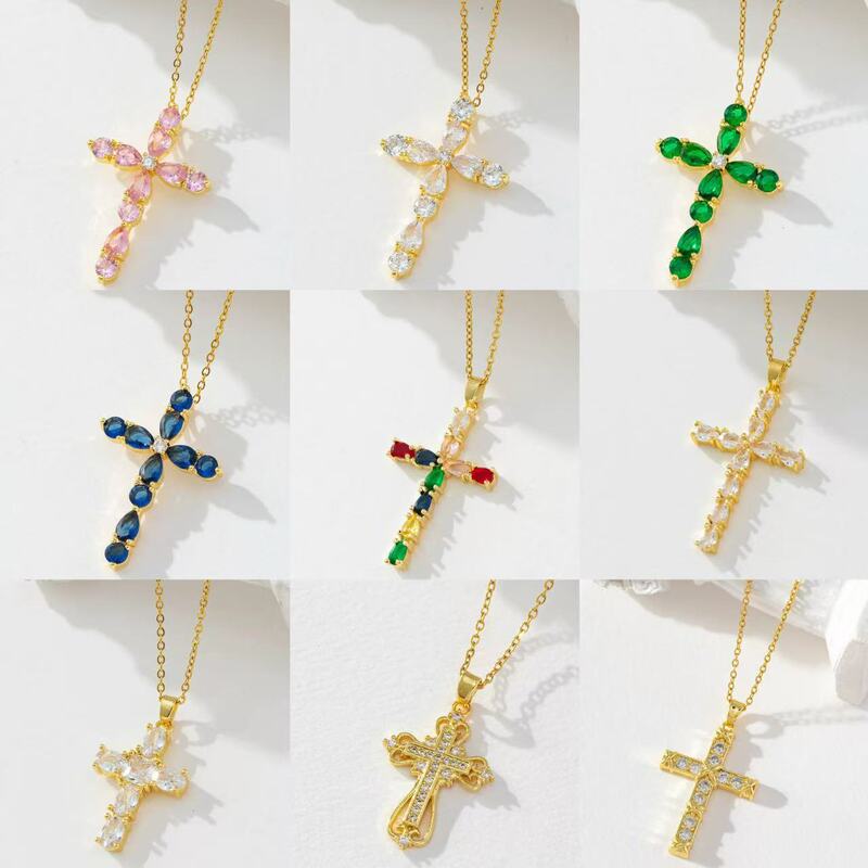 Hot-Selling Copper-Plated 18K Real Gold Color-Preserving Cross Pendant Necklace Jewelry with a Light Luxury and Niche High-End Feel Hot-Selling Copper-Plated 18K Real Gold Color-Preserving Cross Pendant Necklace Jewelry with a Light Luxury and Niche High-End Feel