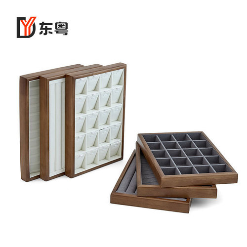 Walnut solid wood jewelry storage tray ring pendant necklace display stand jewelry window display props
