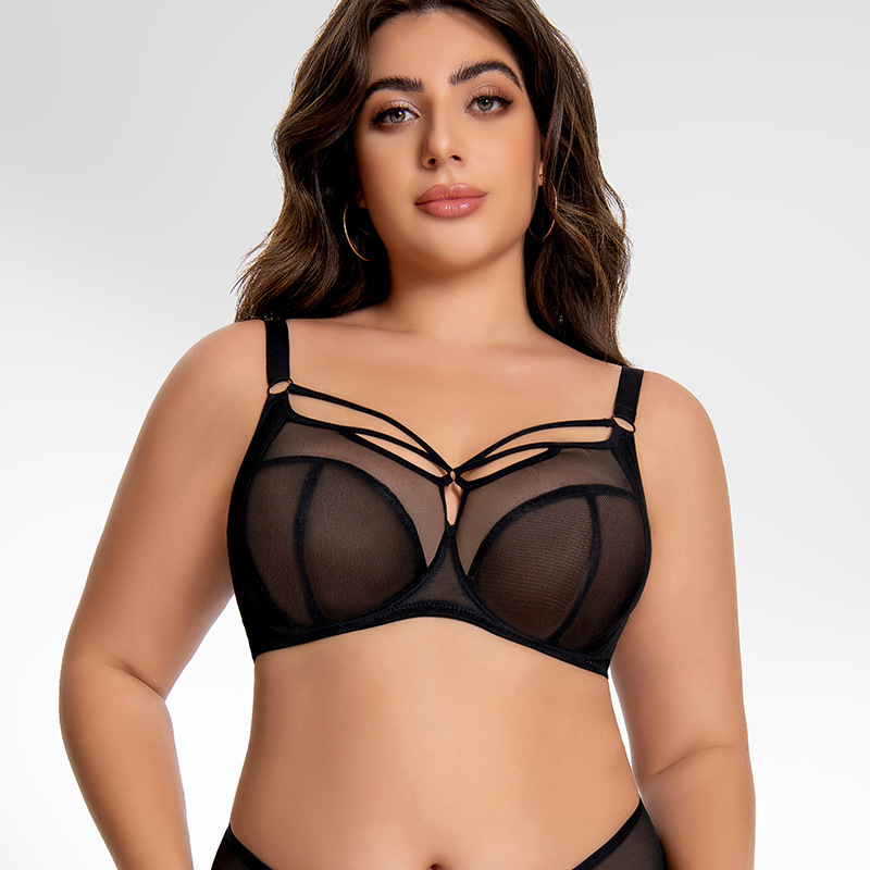 Cross-Border Large Size Underwear for Women with Big Breasts, Anti-Sagging, Push-Up, Breathable Mesh, Large Cup, Fat mm Bra Wholesale