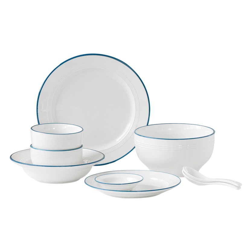 Pastoral simple ins estilo de cerámica de alta apariencia vajilla para el hogar tazón plato combinación plato tazón de arroz Gran Tazón de sopa