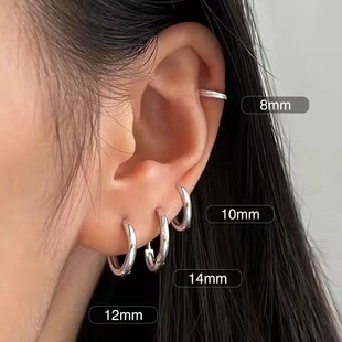 Take a bath and sleep without picking titanium steel smooth ear ring female anti-allergic ear buckle earrings temperament ear bone nail ear simple