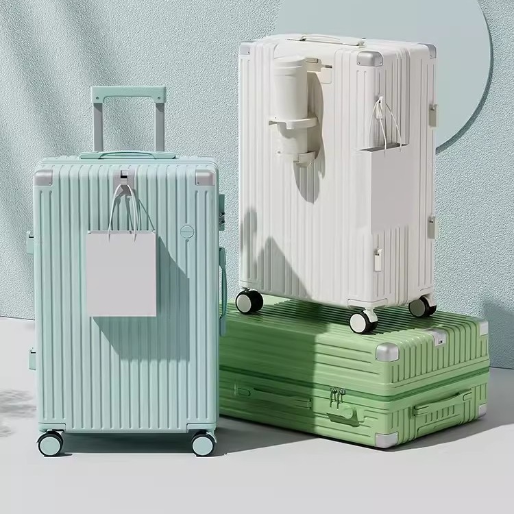 Marco de aluminio cremallera barra de tracción contraseña maleta multifuncional para hombres y mujeres estudiantes rueda universal silenciosa duradera