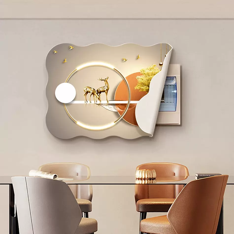 磁吸电表箱装饰画现代轻奢免打孔电闸箱电表盒总开关弱电箱遮挡画