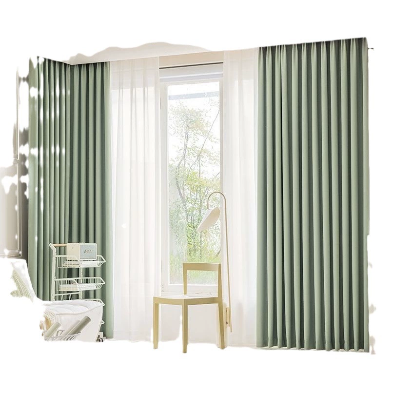 Двусторонняя рисовая зернистая хлопковая льняная занавеска Маття, зеленая хлопковая льняная занавеска, спальня, балкон, гостиная, Стильная современная затененная ткань для штор