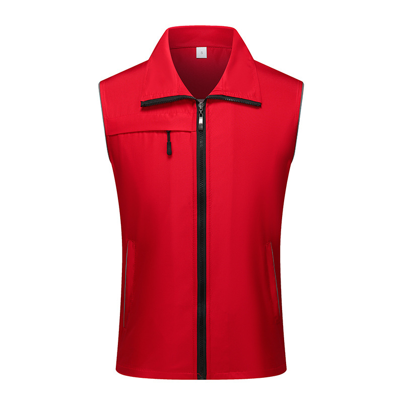 Ropa de trabajo voluntaria chaleco de alta calidad logotipo fijo miembros del partido clipe rojo actividad chaleco publicidad de supermercado