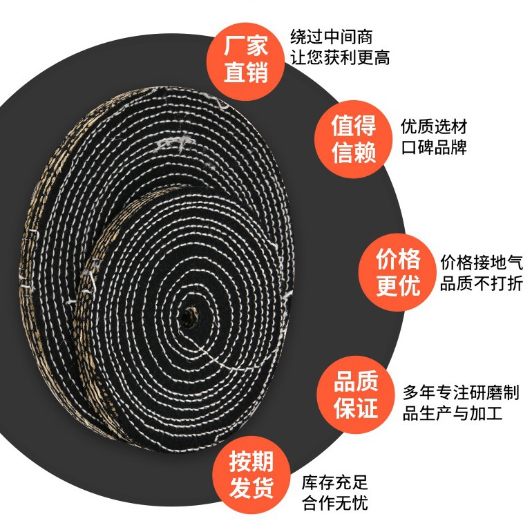 厂家生产麻轮麻布轮不锈钢抛光轮剑麻布轮密线加厚麻轮片