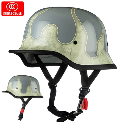 Helmet German Soldier Helmet, Motosiklet kaskı (dəbilqə) - cement-gray-rui-fire-silver-m