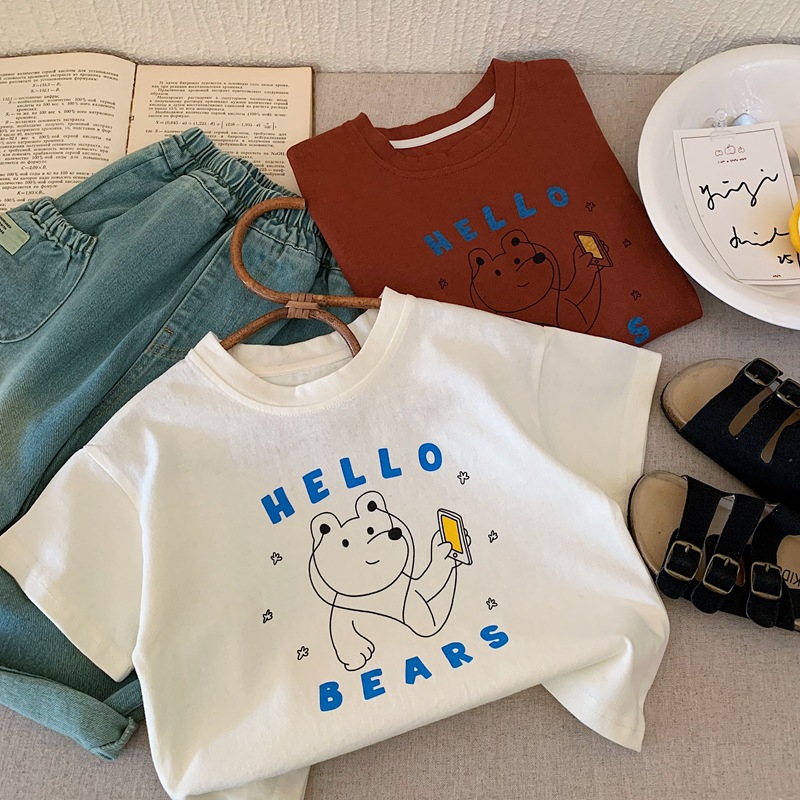 Summer children's cotton short sleeve T-shirt for boys