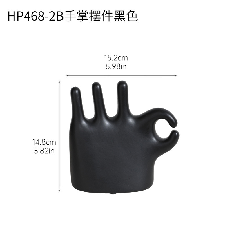 Wabi-Jifeng Decoración de palma de cerámica simple Joyas Estante de anillo Soporte de almacenamiento Estante de exhibición Accesorios de exhibición Decoración suave