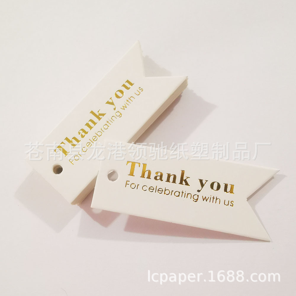 烫金白卡纸鱼尾旗Thank you吊牌100pcs烘焙礼物包装标签卡片吊卡