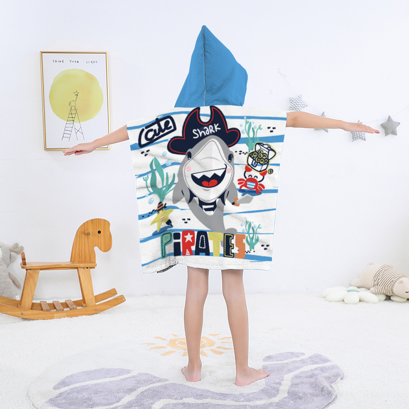 Toallas de baño para niños capa de bata de baño con capucha con estampado de dibujos animados digital capa de toalla de baño de secado rápido y absorbente