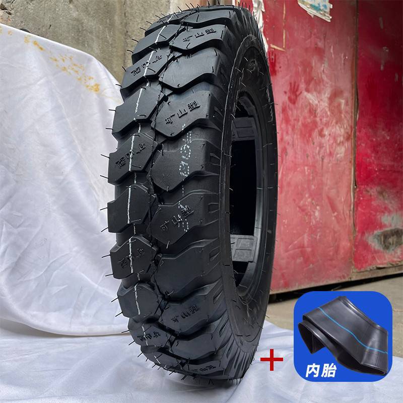 외부 타이어 + 내부 튜브 [단선 및 균열 포함 반품 및 교환] - 5.00-12 광산 꽃 10겹 두꺼워짐