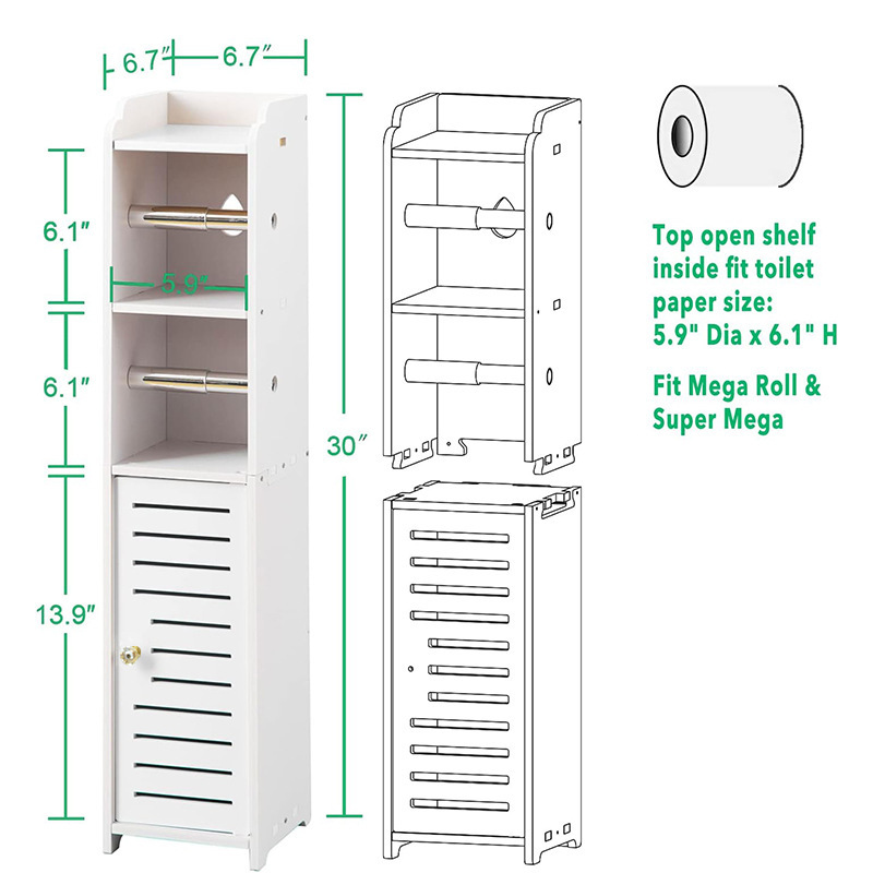Estante de almacenamiento de baño, estante de almacenamiento de inodoro, estante de almacenamiento de múltiples capas de piso de cosméticos, gabinete de almacenamiento estrecho