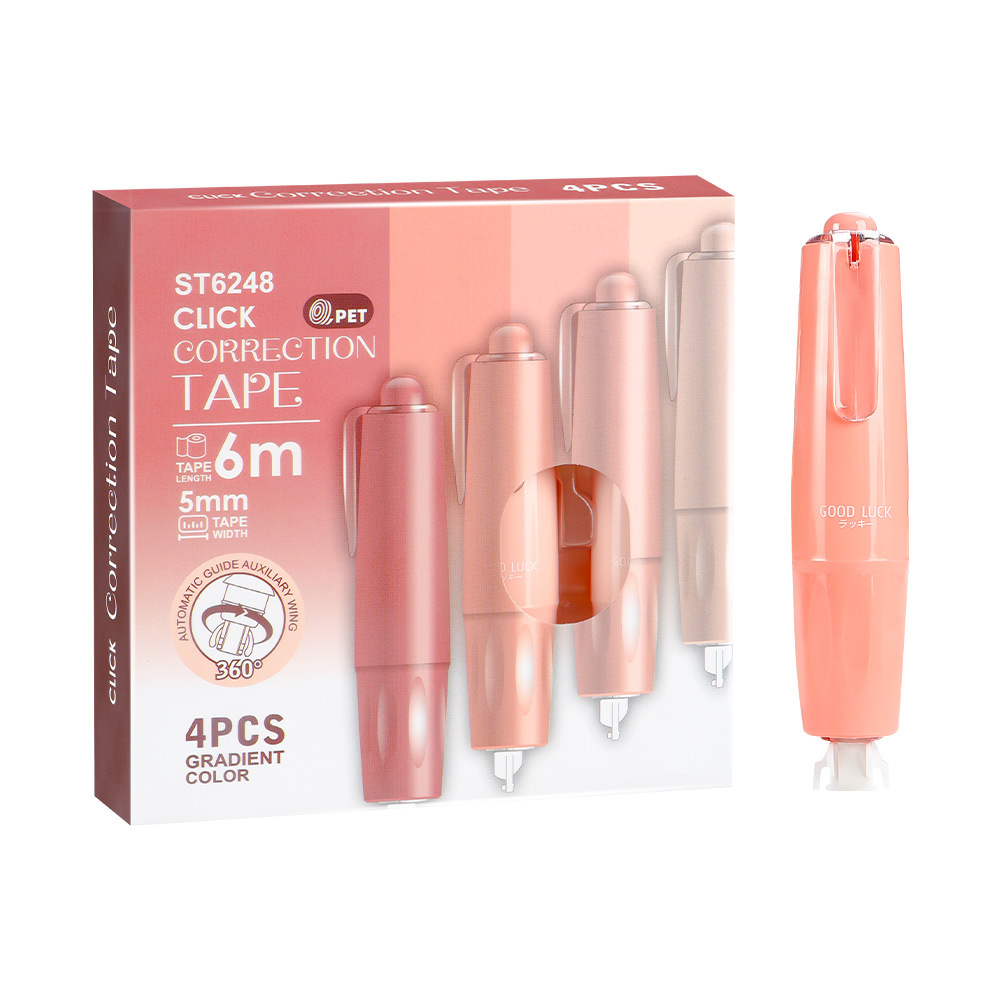 Presione el traje de cinta correctora de lápiz de liderazgo giratorio, cinta correctora de color degradado de alto valor para estudiantes, cinta correctora de núcleo intercambiable