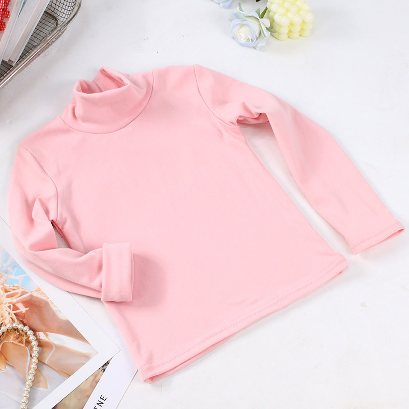 Otoño e invierno nuevo de terciopelo niños medio cuello alto camisa de fondo color sólido niños y niñas Bebé Ropa interior térmica entrega de una sola pieza