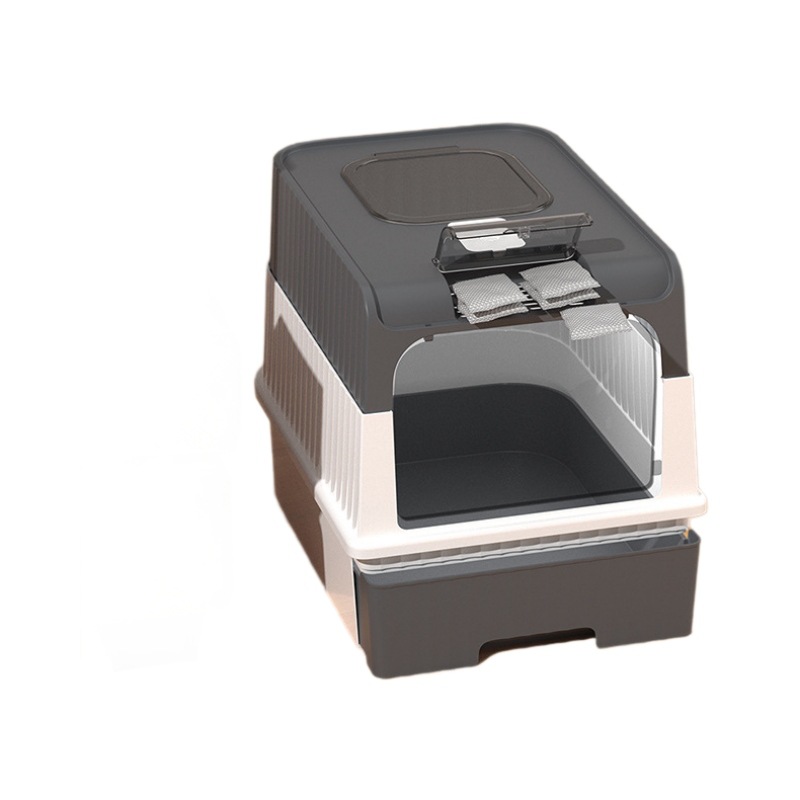 Fabricante de Cajas de Arena para Gatos, Venta al por Mayor, en Existencia, Inodoro para Gatos a Prueba de Olores, Totalmente Cerrado, Tipo Cajón, Recargable, con Bacterias S, Extra Grande