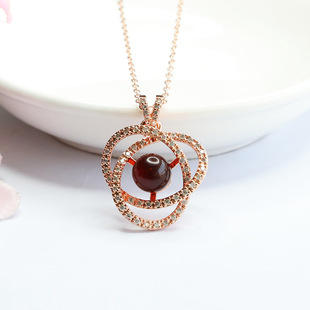 Xinyu Natural Amber Pendant Water Purified Blood Pepper Necklace Hollow Inlaid Female Factory Wholesale Agency HP3030102