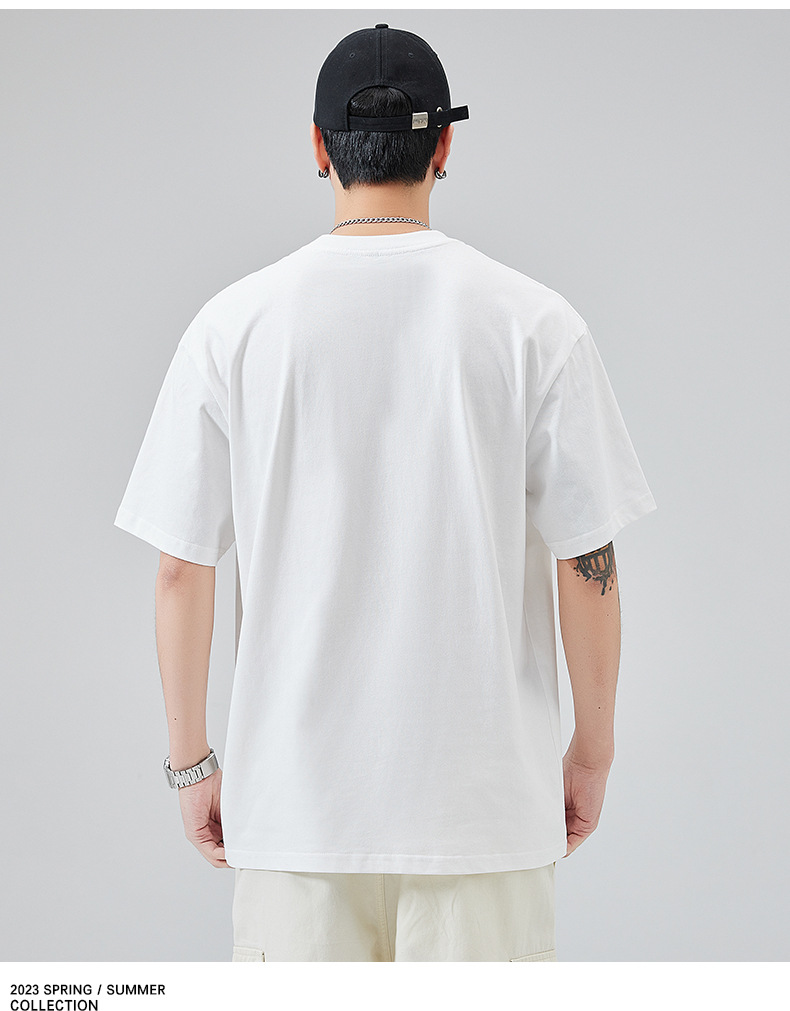 短袖t恤男士重磅衣服夏季圆领印花半袖潮牌纯棉T血打底衫字母宽松-阿里巴巴
