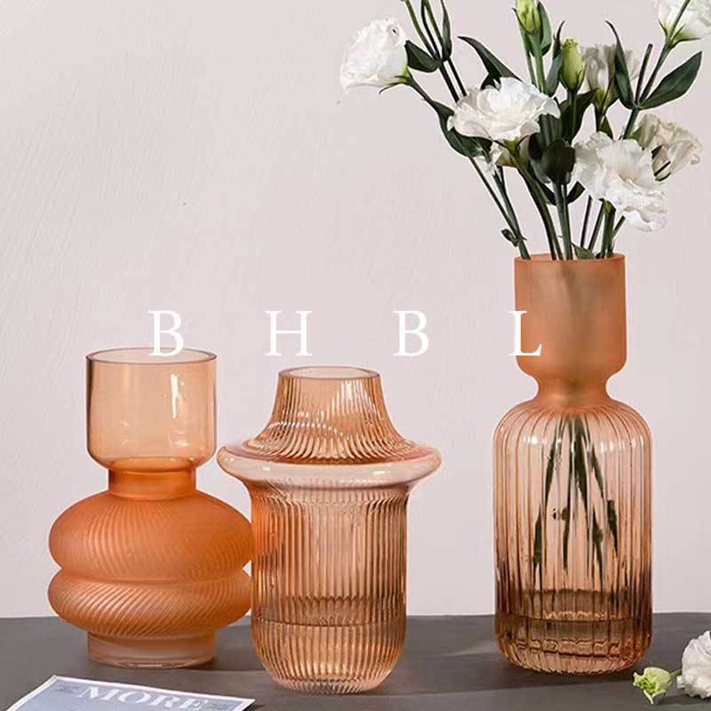 Nordic Light Luxury Morandi Frosted Glass Vase Living Room Flower Arrangement Device Entrance Wine Cabinet Dining Table Decoration Flowers