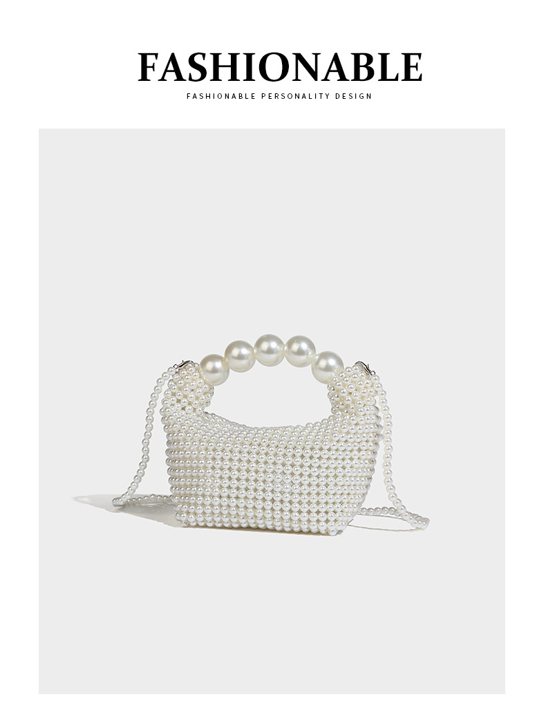 Perlina in stile francese Ins con design cavo, dolce ragazza versatile perla tenuta in mano, croce diagonale a spalla singola intrecciata a mano_voghion.com