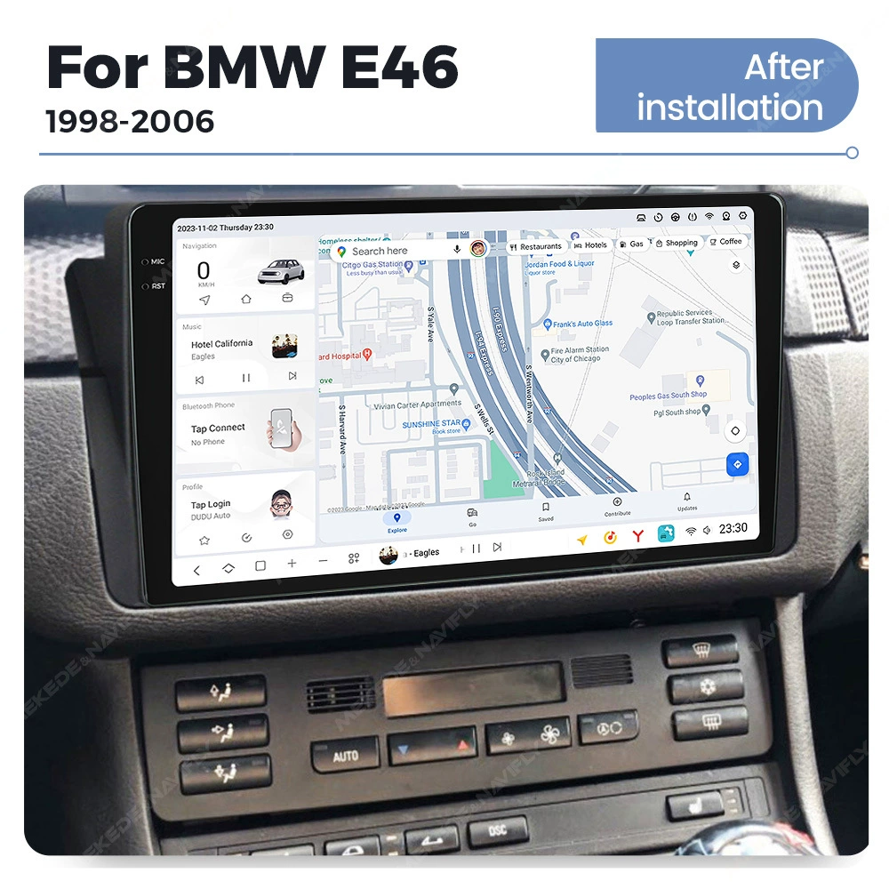 Подходит для BMW E46 1998-2006 модификация Duduauto Android умный центральный дисплей навигации