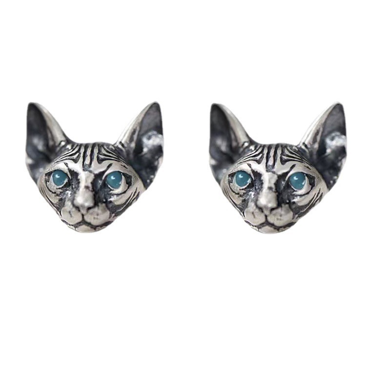 1 Pair Ig Style Cool Style Cat Enamel Plating Copper Ear Studs display picture 3