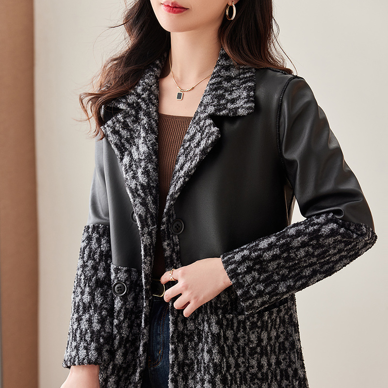 Women's Clothing new double sided Haining leather jacket_voghion.com